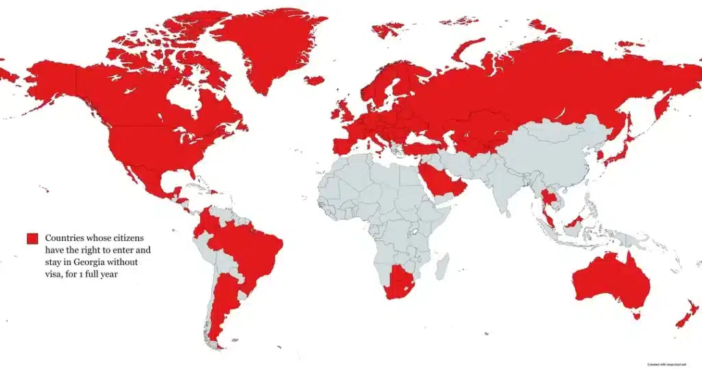 The most prominent countries allowed to enter Georgia without a visa